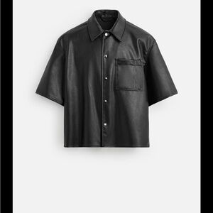 Black Leather Short Sleeve Shirt